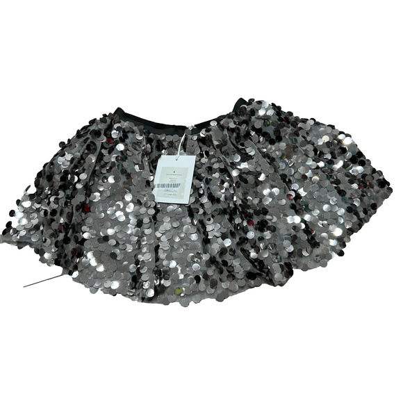 NWT Rachel Parcell Girls Silver Sequin Elastic Waist Lined Mini Skirt Size 4 - Picture 2 of 9